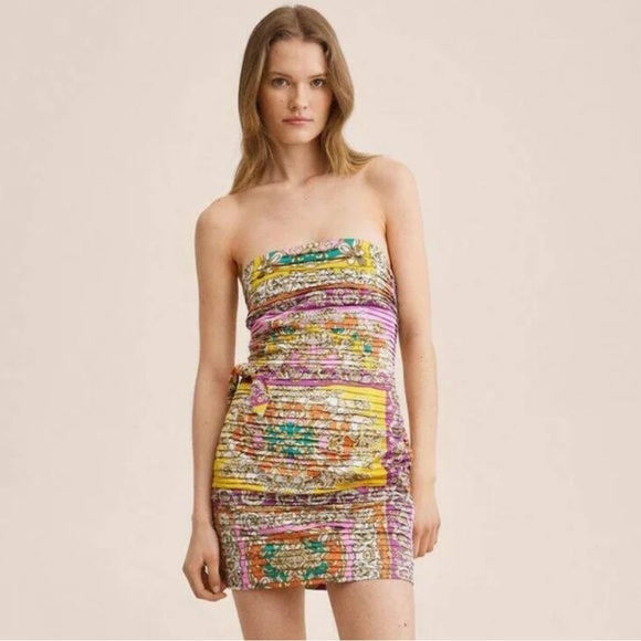 Mango Donna Colorful Mini Bandeau Dress - Picture 1 of 7